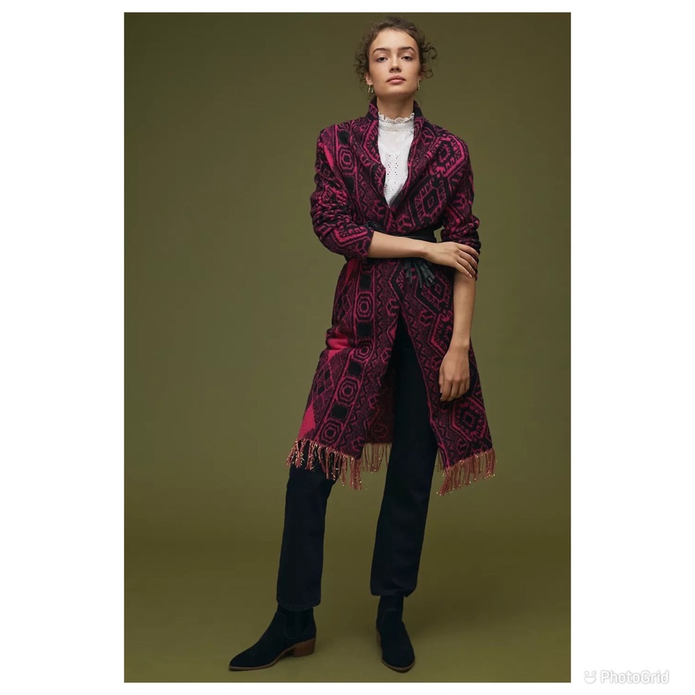 NWOT - Anthropologie, Vilagallo, Abstract Fringed Sweater Coat